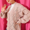 Floral Diamond Pattern Knit Cardigan Powder Pink