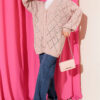 Floral Diamond Pattern Knit Cardigan Powder Pink – Bild 2