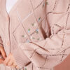 Floral Diamond Pattern Knit Cardigan Powder Pink – Bild 4