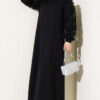 Floral Mesh Sleeve Dress Black