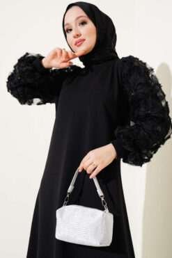 Alternative view of Floral Mesh Sleeve Dress Black