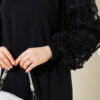 ⁦Floral Mesh Sleeve Dress Black⁩ - الصورة ⁦4⁩