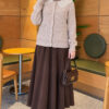 Double-Pocket Lace-Collar Knit Cardigan Beige - Imagen 2