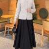 Double-Pocket Lace-Collar Knit Cardigan Grey – Bild 2