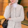 Double-Pocket Lace-Collar Knit Cardigan Grey – Bild 3