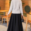 Double-Pocket Lace-Collar Knit Cardigan Grey – Bild 4