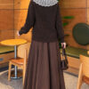 ⁦Double-Pocket Lace-Collar Knit Cardigan Brown⁩ - الصورة ⁦4⁩