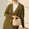 Double Pocket Buttoned Knit Cardigan Khaki