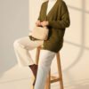 Double Pocket Buttoned Knit Cardigan Khaki - Image 2