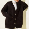 Double Pocket Buttoned Knit Cardigan Brown