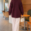 Double Pocket Buttoned Knit Cardigan Plum - الصورة 4