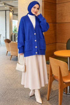 Alternative view of Double Pocket Buttoned Knit Cardigan Saxon Blue