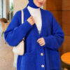 Double Pocket Buttoned Knit Cardigan Saxon Blue - Image 3