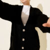 Double Pocket Buttoned Knit Cardigan Black