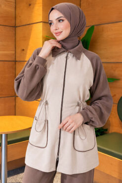 Alternative view of Two-Pocket Waffle Knit Two-Piece Set Mink