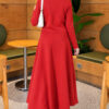 Double-Pocket Scuba Two-Piece Set with Hem Edge Red - Image 4