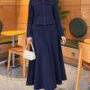 Pocket Flap Detail Belted Denim Two-Piece Set Navy Blue - Image 5