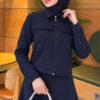 Double-Pocket Scuba Two-Piece Set with Hem Edge Navy Blue - الصورة 2