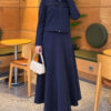 Double-Pocket Scuba Two-Piece Set with Hem Edge Navy Blue - الصورة 3