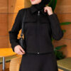 Double-Pocket Scuba Two-Piece Set with Hem Edge Black - Image 2