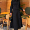 Double-Pocket Scuba Two-Piece Set with Hem Edge Black - Image 3