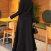 Double-Pocket Scuba Two-Piece Set with Hem Edge Black - Image 4