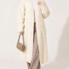 Long French Terry Cardigan with Double Pockets Beige - Image 3