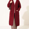 Long French Terry Cardigan with Double Pockets Burgundy