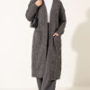 Long French Terry Cardigan with Double Pockets Smoke - الصورة 3