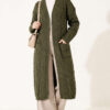 Long French Terry Cardigan with Double Pockets Khaki