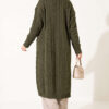 Long French Terry Cardigan with Double Pockets Khaki - Image 4