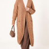 Long French Terry Cardigan with Double Pockets Latte - immagine 2