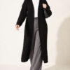 Long French Terry Cardigan with Double Pockets Black