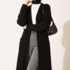 Long French Terry Cardigan with Double Pockets Black - Image 2