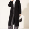 Long French Terry Cardigan with Double Pockets Black - Image 3