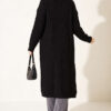 Long French Terry Cardigan with Double Pockets Black - Image 4
