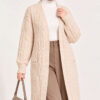 Long French Terry Cardigan with Double Pockets Stone – Bild 2