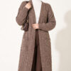 Long French Terry Cardigan with Double Pockets Mink - Image 2