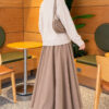 Double-Zippered Stand Collar Knit Cardigan Beige - Imagen 3