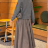 Double-Zippered Stand Collar Knit Cardigan Smoke – Bild 3