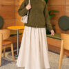 Double-Zippered Stand Collar Knit Cardigan Khaki - Afbeelding 2