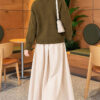 Double-Zippered Stand Collar Knit Cardigan Khaki - Afbeelding 3