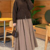 Double-Zippered Stand Collar Knit Cardigan Brown - Imagen 2