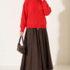 Double-Zippered Stand Collar Knit Cardigan Red - immagine 2