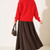 Double-Zippered Stand Collar Knit Cardigan Red - immagine 4