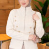 Double-Zippered Buttoned Knit Cardigan Beige