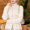 Double-Zippered Buttoned Knit Cardigan Beige – Bild 3