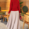 Double-Zippered Buttoned Knit Cardigan Red - الصورة 4