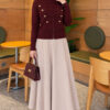 Double-Zippered Buttoned Knit Cardigan Plum - immagine 2