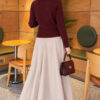 Double-Zippered Buttoned Knit Cardigan Plum - immagine 4